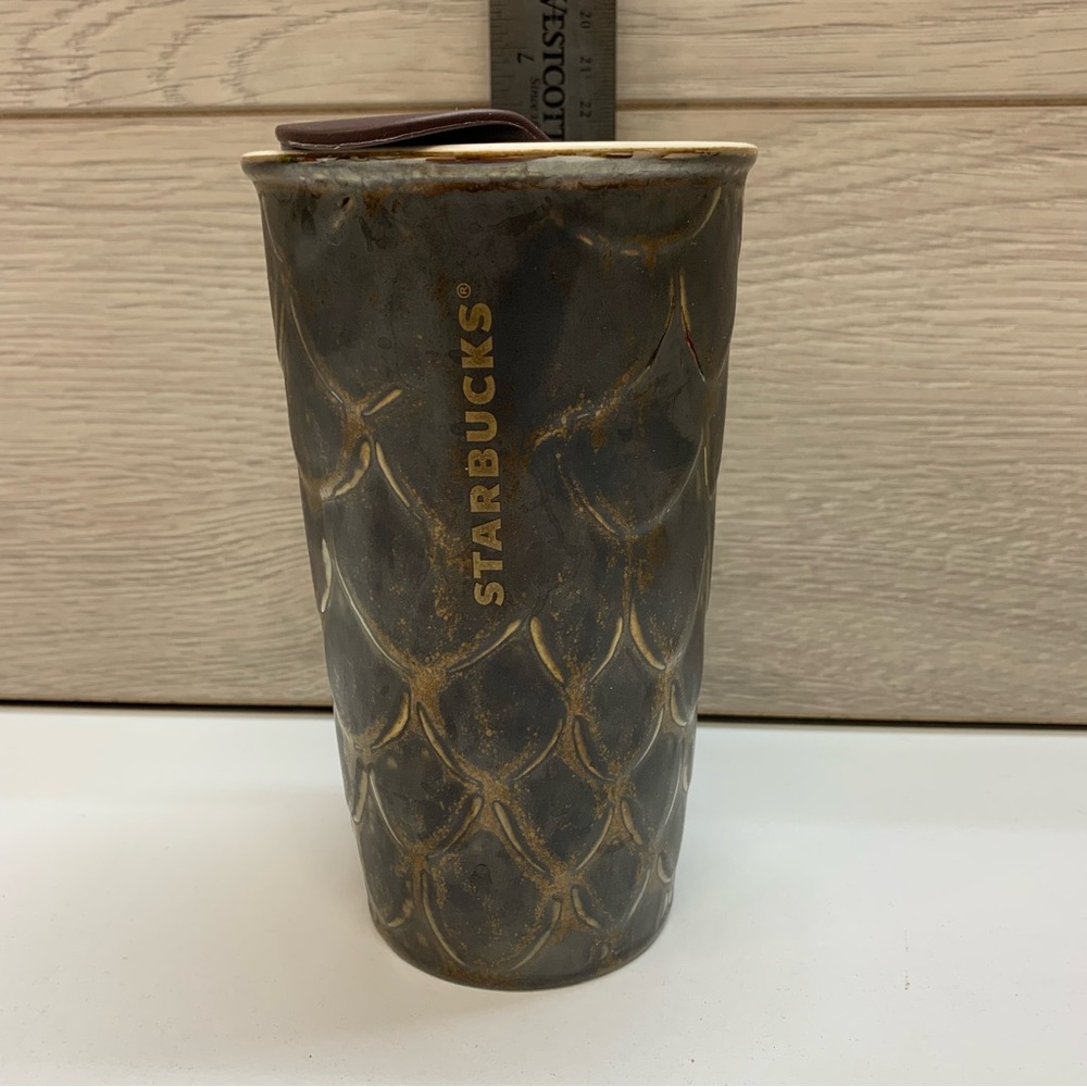 Starbucks 2016 Anniversary 10 Oz Siren Brown Bronze Scales Ceramic Coffee Tea